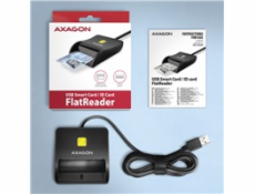 AXAGON CRE-SM3N, USB-A FlatReader čtečka kontaktních karet Smart card (eObčanka), kabel 1.3m