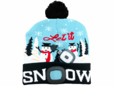 Čiapka s čelovkou LED Let it snow modrá s brmbolcom (USB ponúka
