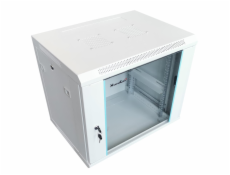 XtendLan 12U/600x450,na zeď, jednodílný, rozložený, skleněné dveře, šedý