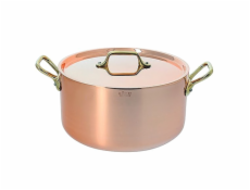 Hrnec de Buyer, 6447.24 INOCUIVRE, měděný, poklice, 2 rukojeti z leštěné mosazi, průměr 24 cm, objem 5,2 L, výška 11,5 cm