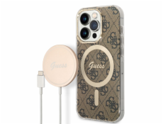 Hádej Case Case + Wireless Charger Gubpp14lh4eacsw Apple iPhone 14 Pro Brown/Brown Hard Case 4G Print Magsafe