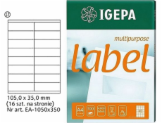 Štítky IGEPA A4 IGEPA 105 x 35,0 mm bílé (100) Štítky IGEPA A4 IGEPA 105 x 35,0 mm bílé (100)