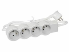 LEGRAND Revolution prodlužovací přívod 4x2P+T, kabel 3m, bílá-světlé šedá