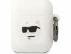 Karl Lagerfeld Pouzdro Karl Lagerfeld KLA2RUNCHH Apple AirPods 2/1 kryt bílý/bílý Silikonová hlava Choupette 3D