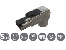 Konektor 90°RJ45 CAT5E STP univerzální samoř.prům.