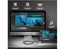 AXAGON RVC-HI2MC, USB-C -> HDMI 2.0a redukce / kabel 1.8m, 4K/60Hz HDR10