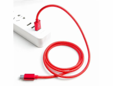 Crono kabel USB 2.0/  USB A samec - microUSB samec, 1,0m, červený premium