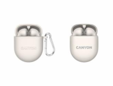 CANYON TWS-6 BT sluchátka s mikrofonem, BT V5.3 JL 6976D4, pouzdro 400mAh+30mAh až 21h, béžová