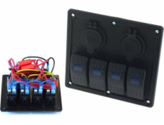 TurboWorks_F vypínač ON-OFFx5, 1xZ, 2xUSB 3.1A, 2xB 15A modrý