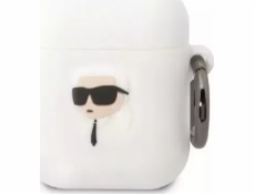 Karl Lagerfeld Ochranné pouzdro na sluchátka pro AirPods 1/2 kryt bílý/bílý Silikon Karl Head 3D