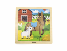 Dřevěné puzzle pro nejmenší Viga 9 ks Koníci