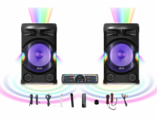 Reproduktor AKAI, Dual speaker system Y3, párty, Bluetooth, 3 x mikrofon, dálkový ovladač, LED světelné efekty, 400 W RMS