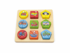 Dřevěné vkládací puzzle tvary s autíčky Viga