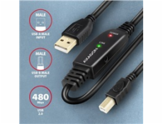 AXAGON ADR-220B, USB 2.0 A-M -> B-M aktivní propojovací / repeater kabel, 20m