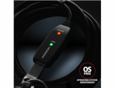 AXAGON ADR-220, USB 2.0 A-M -> A-F aktivní prodlužovací / repeater kabel, 20m