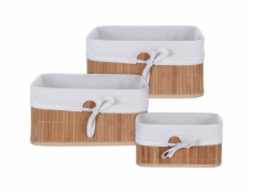 Sada Homestyling košíků bambus/textil, 3 ks přírodní KO-MA1000020
