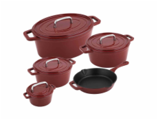 CS SOLINGEN Pekáč s poklicí litinový oválný se smaltovaným povrchem ALPEN 31 x 23 cm červená CS-078126
