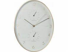 Nástěnné hodiny s teploměrem a vlhkoměrem 34,5 cm zlatý rám