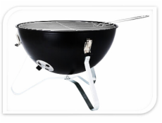 Přenosný gril na dřevěné uhlí s víkem 37 cm černá