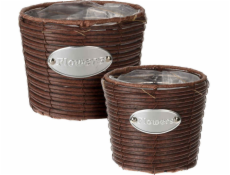 PROGARDEN Květináč proutěný sada 2 ks FLOWERS GARDEN 19 / 16 cm hnědá KO-430001130