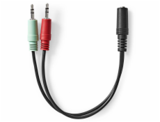 NEDIS redukce pro headsety/ 2x zástrčka 3,5mm jack - zásuvka 3,5 mm jack/ černá/ 12cm