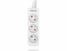 Kerg KERG predlžovací kábel bez vypínača-3 zásuvky-bielo-šedá-1,5m-16A-H05VV-F-3x1,5mm2