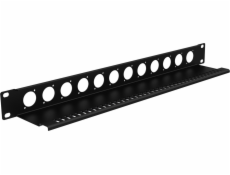 Caymon  BP112T Maskovací panel pro 19  rackové skříně s policí pro odlehčení tahu, 12x D, 1 HE