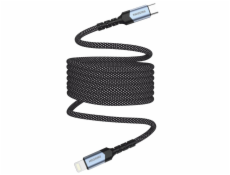 Swissten magnetický datový kabel samonavíjecí usb-c / lightning 1 m