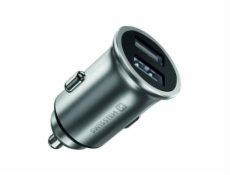 Swissten cl adaptér 2x usb 4,8a metal stříbrný
