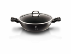 BERLINGERHAUS Pánev WOK s poklicí a mramorovým povrchem 30 cm Black Silver Collection BH-7113