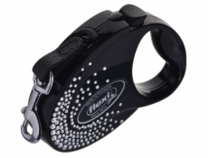 FLEXI Glam Splash Crystal with Swarovski crystals S - Zaťahovacie vodítko - 3 m - čierna