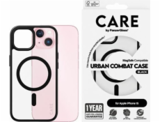 CARE by PanzerGlass Urban Combat - Zadní kryt pro mobilní telefon - kompatibilita s MagSafe - termoplastický polyuretan (TPU), polykarbonát (PC) - průhledná, černá - pro Apple iPhone 15