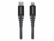Swissten datový kabel kevlar usb-c / lightning 1,5 m antracit