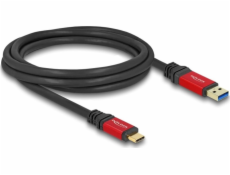 Delock - USB kabel - 24 pin USB-C (M) do USB typ A (M) - 2 m - rychlost přenosu dat až 10 Gbps, pozlacené kontakty - černá/červená