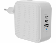 Targus HyperJuice - Síťový adaptér - GaN - 70 Watt - Power Delivery 3.0 + PPS, Quick Charge 3.0 - 3 výstupní konektory (2 x USB-C, USB) - bílá