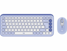 Logitech POP Icon Combo - Klávesnice a sada myši - bezdrátový - Bluetooth LE - QWERTY - US mezinárodní - šeřík, bělavá
