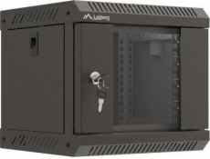 LANBERG RACKOVÁ SKŘÍŇ 10  NÁSTĚNNÁ 4U/300X300 (v rozloženém stavu) S PROSKLENÝMI DVEŘMI ČERNÁ 
