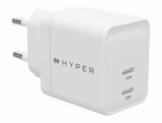 HyperJuice - Síťový adaptér - GaN - 35 Watt - Power Delivery 3.0 + PPS, Quick Charge 3.0 - 2 výstupní konektory (24 pin USB-C) - bílá - Evropa