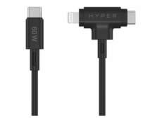 HyperJuice - Kabel Lightning - 24 pin USB-C s piny (male) do 24 pin USB-C, Lightning s piny (male) - 1.5 m - černá