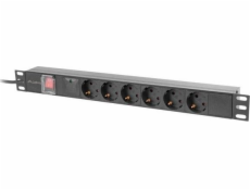 LANBERG NAPÁJECÍ DISTRIBUČNÍ JEDNOTKA (PDU) 19   1U 16A 2M 6X SCHUKO ZÁSUVKY ČERNÁ
