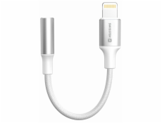 Swissten audio adaptér - textile lightning (samec) / 3,5mm aux 0,15 m bílý (nahrazuje 73501212)