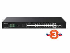 Tenda TEG1128P-24-250W PoE+ Gigabit switch 24x 1Gb/s PoE+ 802.3af/at + 2x SFP + 2x RJ45, 230W, Rack