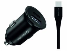 Swissten cl pro samsung super fast charging 35w + kabel usb-c/usb-c 1,2 m black