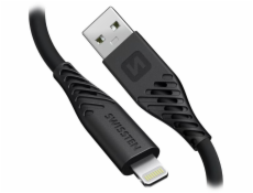 SWISSTEN DATOVÝ KABEL SOFT SILICONE USB-A / LIGHTNING 0,4 M ČERNÝ