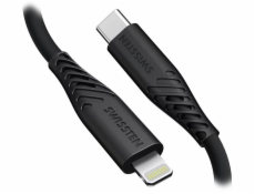 SWISSTEN DATOVÝ KABEL SOFT SILICONE USB-C / LIGHTNING 0,4 M ČERNÝ