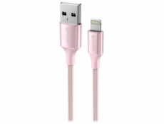 SWISSTEN DATOVÝ KABEL TEXTILE II USB / LIGHTNING 1,5 M RŮŽOVÝ
