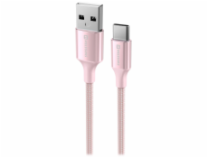 Swissten datový kabeltextile ii usb / usb-c 1,5 m růžový