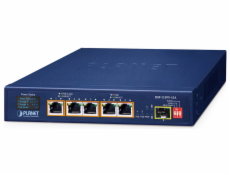 Planet BSP-115PV-15A  solární PoE+ switch, 5x1Gb, 1x1Gb SFP, 5x PoE+ 802.3at, -20~65°C , IP30, LCD displej