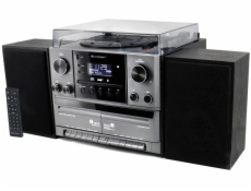 Soundmaster Elite line MCD5600SW/ Gramofon/ CD/ 2x kazeta/ BT/ DAB+/ MP3/ 2x5W/ Stříbrno-černá