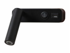 IMMAX GOAL designové nástěnné LED svítidlo, vypínač, USB, 3W, černé